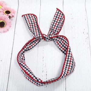 Haimeikang Cute Girl Cross Knot DIY Hair Bands Printing Chiffon Flower Women Turban Headbands Rabbit Ear Hairband Headwear