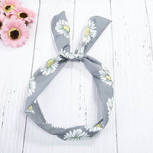 Load image into Gallery viewer, Haimeikang Cute Girl Cross Knot DIY Hair Bands Printing Chiffon Flower Women Turban Headbands Rabbit Ear Hairband Headwear