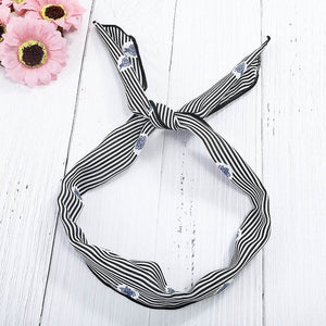 Haimeikang Cute Girl Cross Knot DIY Hair Bands Printing Chiffon Flower Women Turban Headbands Rabbit Ear Hairband Headwear