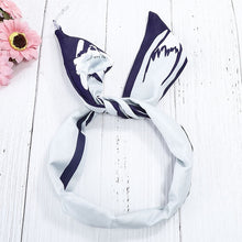 Load image into Gallery viewer, Haimeikang Cute Girl Cross Knot DIY Hair Bands Printing Chiffon Flower Women Turban Headbands Rabbit Ear Hairband Headwear