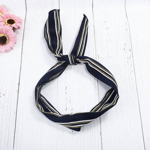 Haimeikang Cute Girl Cross Knot DIY Hair Bands Printing Chiffon Flower Women Turban Headbands Rabbit Ear Hairband Headwear