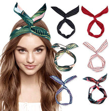 Load image into Gallery viewer, Haimeikang Cute Girl Cross Knot DIY Hair Bands Printing Chiffon Flower Women Turban Headbands Rabbit Ear Hairband Headwear